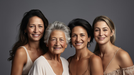 Fototapeta premium Multigenerational gathering of European women captured in a group photo