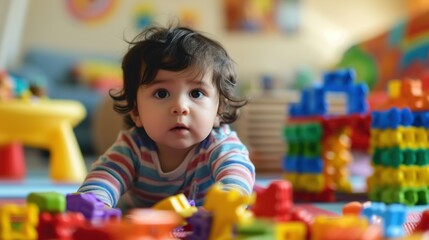 child playing with blocks
