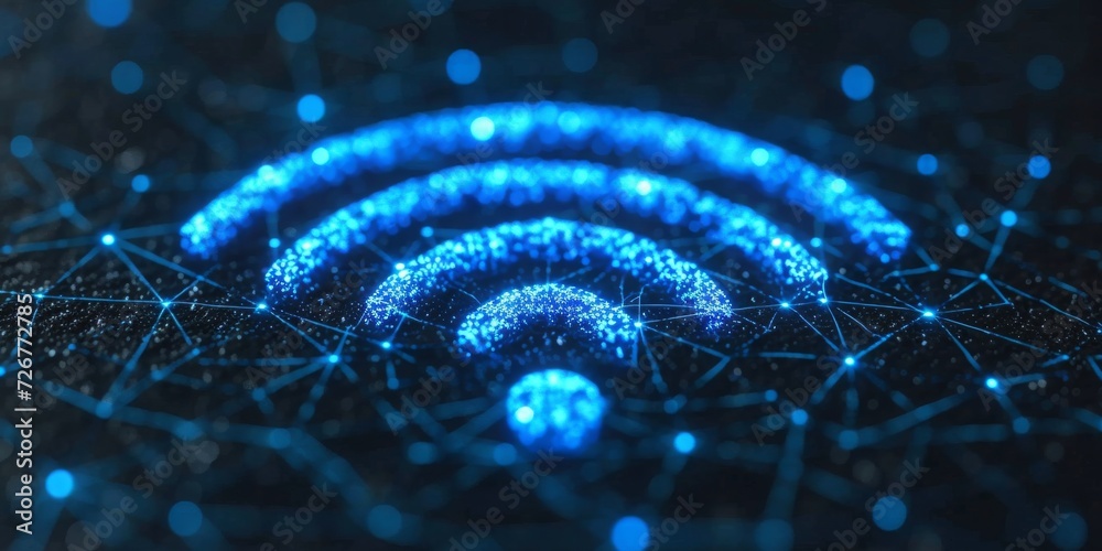 Aufkleber Digital Connectivity and the Flow of Information: Visualizing the Invisible Waves of Wireless Communication, Generative AI