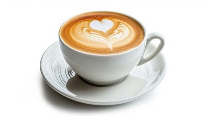 Cappuccino with a heart-shaped foam art, a loving start to the day, AI Generative.