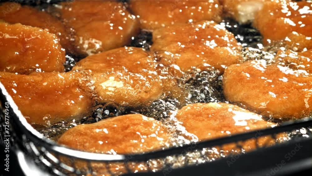 Canvas Prints chicken nuggets are fried in oil. filmed on a high-speed camera at 1000 fps. high quality fullhd foo