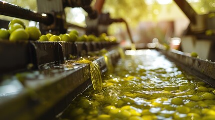 Naklejka premium Olive oil production process