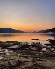 Sunset on the St. Lawrence river, Tadoussac, Québec.
