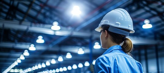 Portrait of a female warehouse worker standing in a spacious and well lit distribution center