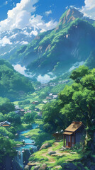 Anime Cartoon Landscape Smartphone Background Wallpaper Art