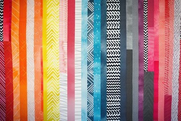 A colorful backdrop with vertical lines in red, blue, yellow, and grey, creating a vibrant visual effect, colorful striped background