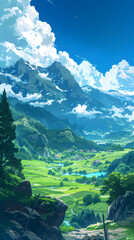 Anime Cartoon Landscape Smartphone Background Wallpaper Art