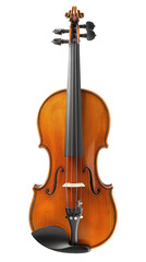 Fototapeta na wymiar A beautifully crafted antique violin, showcasing intricate details and a rich wooden texture, isolated against a white background.