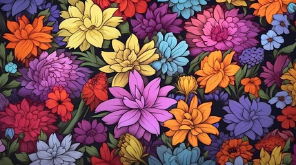 Gardinen Colorful flowers background, spring season concept © ma