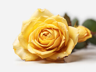 Yellow rose on white background