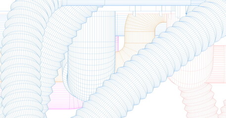 BIM (Building Information Modeling) ventilation system design 3d illustration.