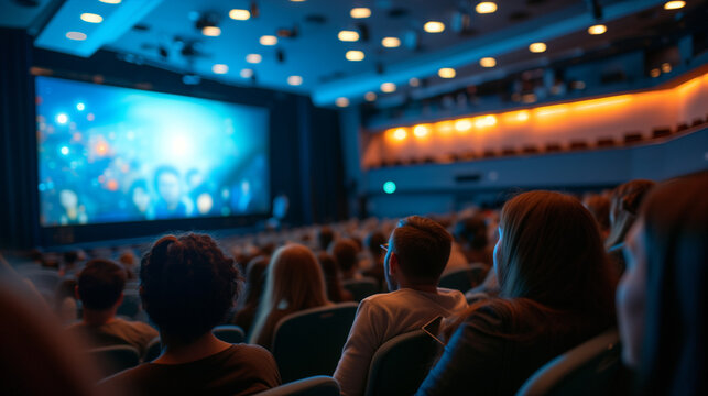 W&auml;hrend einer Veranstaltung in einem Saal mit Vortrag oder Kino und Kinofilm