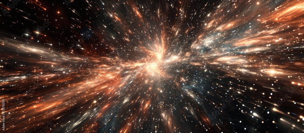 Wall mural abstract background of star systems moving through deep space.