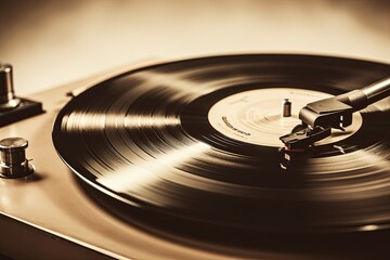 Record Player With a Record on a Turntable