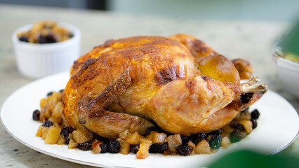 roasted chicken on a white plate
