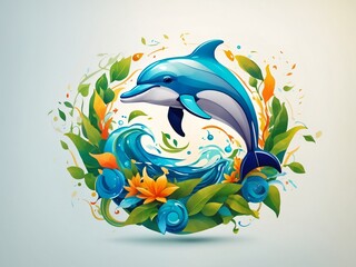 Eco Harmony: AI Art Dolphin Mascot for Sustainable Brands