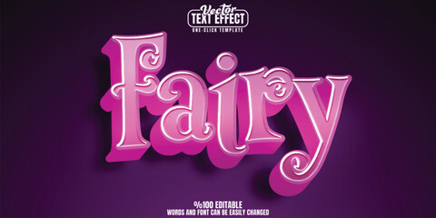 Fairy editable text effect, customizable child and princess 3D font style