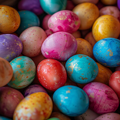 Fototapeta na wymiar Colorful Easter Eggs Close-Up for Festive Holiday Background