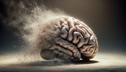 Human brain with explosion effect. 3d illustration. Conceptual image - obrazy, fototapety, plakaty
