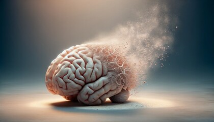 Human brain with explosion effect. 3d illustration. Conceptual image - obrazy, fototapety, plakaty