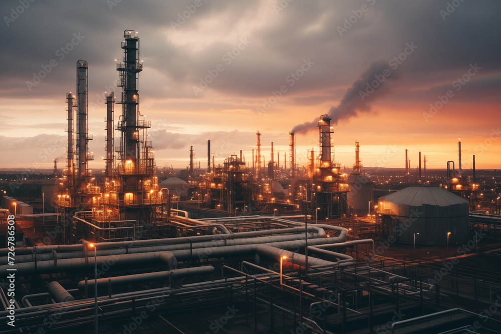 Wall mural oil and gas refinery plant