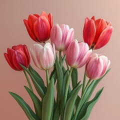 realistic Background of fresh tulips arranged together on whole image 