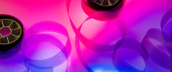 color cinema background with film. film production, creation of series, independent film festivals,...