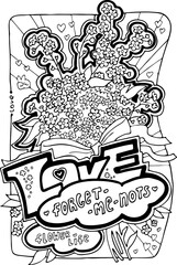 Garden flowers coloring book pages for adults and kids. Antistress hobby for relaxation. Hand drawn cartoon style line illustration. Colouring vector pages collection set floral botanical theme.