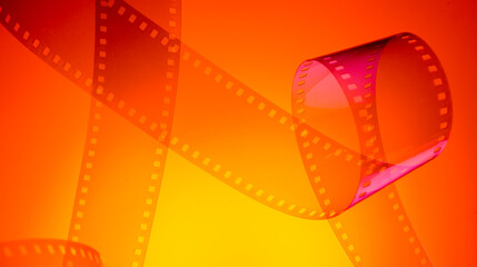 color cinema background with film. film production, creation of series, independent film festivals, film shows