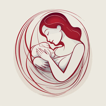 Mother with baby in cartoon, doodle style. Image for t shirt. Isolated 2d vector illustration in logo, icon, sketch style, Eps 10. AI Generative