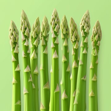 realistic and detailed Background of fresh asparagus arranged together on whole image 