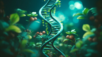 Human DNA structure, 3D illustration of helical DNA molecule
