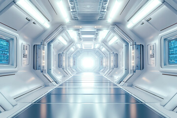 Space station or spaceship Sci-Fi style corridor or room concept