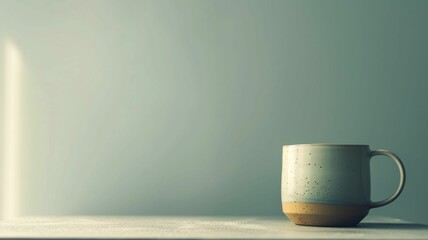 handcrafted ceramic mug, showcased against a plain, neutral background