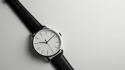 minimalist photograph of a sleek, modern watch on a pure white background