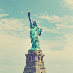 Obraz premium Majestic Statue of Liberty Against Blue Sky