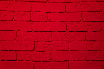 Detailed decorative brick texture, red brick wall, sharp shadows. Lighten by red light