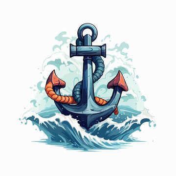 Anchor in cartoon, doodle style. Image for t shirt. Isolated 2d vector illustration in logo, icon, sketch style, Eps 10. AI Generative