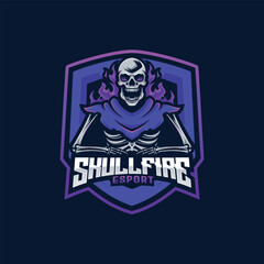 Skull Mascot Esport Logo Design Illustration For Gaming club
