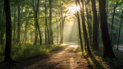 Fototapeta premium A Dirt Road in the Middle of a Forest