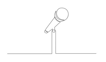 Continuous Line Drawing of Vector wired microphone icon design