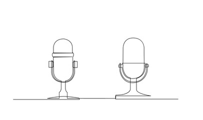 Continuous Line Drawing of Vector wired microphone icon design
