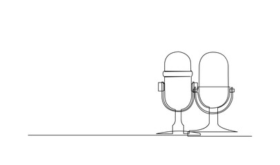 Continuous Line Drawing of Vector wired microphone icon design