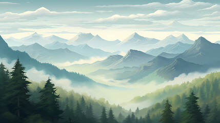 Fototapeta premium Stunning mountains, panoramic peaks PPT background