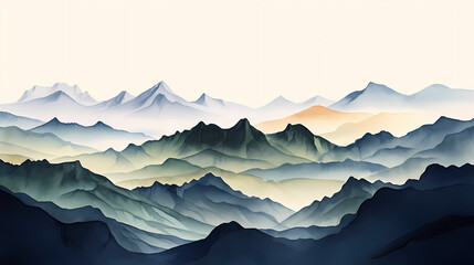 Mountain peak illustration, mountain aerial photography PPT background illustration