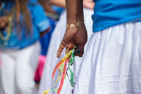 People who are members of Candomble are seen on Rio Vermelho beach paying homage to Iemanja, in the city of Salvador, Bahia.
