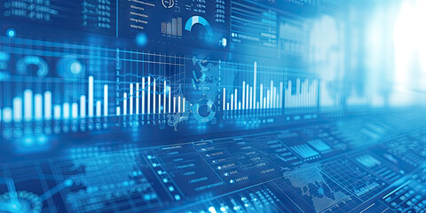 Obraz premium market chart, market graphs, fiber optics background, screen data transfer network monitor