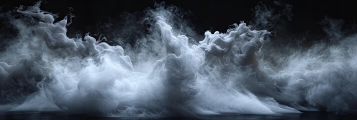 dark smoke streaming through a dark space,Smoke black ground fog cloud floor mist background steam dust dark white horror overlay.