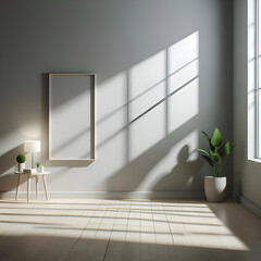 Minimalistic Room Interior with a Window Casting Shadows on the Wal