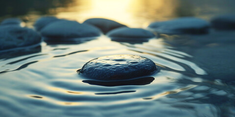 zen stone in water. Generative Ai.